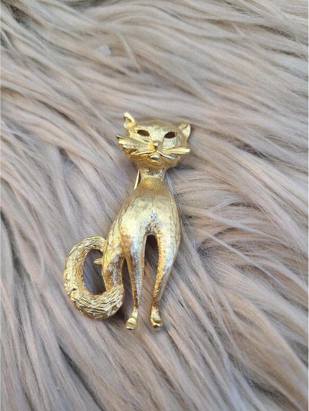 MCM BSK Brushed Gold Tone Cat Brooch Pin